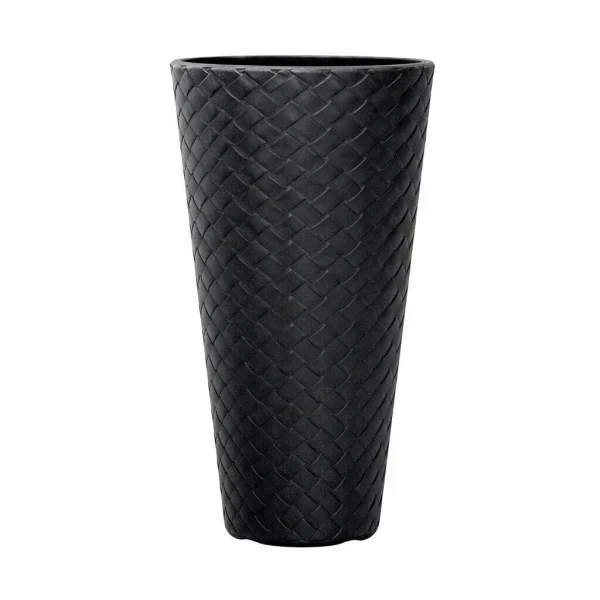 Set 2 ghivece de flori, Matuba Slim, rotunde, inalte, 30x55 cm, antracit, Prosperplast