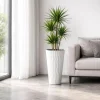 Set 2 ghivece de flori, Sandy Slim, rotunde, inalte, 39x70.8 cm, alb, Prosperplast