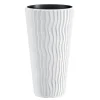 Set 2 ghivece de flori, Sandy Slim, rotunde, inalte, 39x70.8 cm, alb, Prosperplast