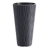 Set 2 ghivece de flori, Sandy Slim, rotunde, inalte, 29.7x53.1 cm, antracit, Prosperplast