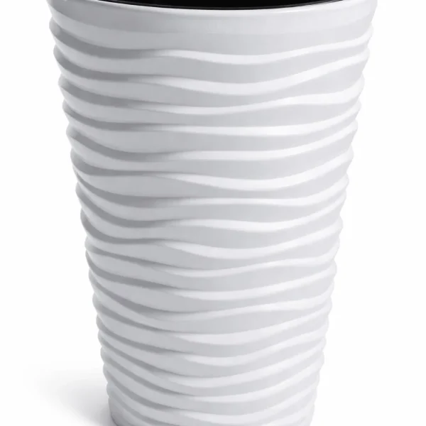 Set 2 ghivece de flori, Sand Slim, rotunde, inalte, 39x75 cm, alb, Prosperplast