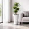 Set 2 ghivece de flori, Sandy Slim, rotunde, inalte, 29.7x53.1 cm, alb, Prosperplast