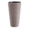 Set 2 ghivece de flori, Sandy Slim, rotunde, inalte, 39x70.8 cm, cafeniu, Prosperplast