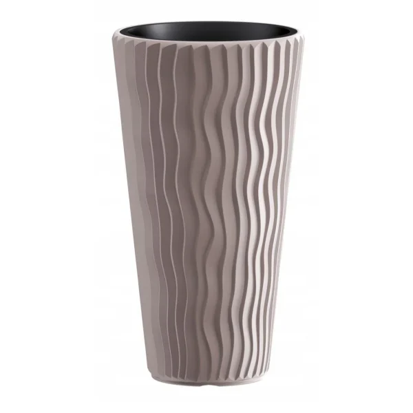 Set 2 ghivece de flori, Sandy Slim, rotunde, inalte, 39x70.8 cm, cafeniu, Prosperplast