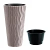 Set 2 ghivece de flori, Sandy Slim, rotunde, inalte, 39x70.8 cm, cafeniu, Prosperplast