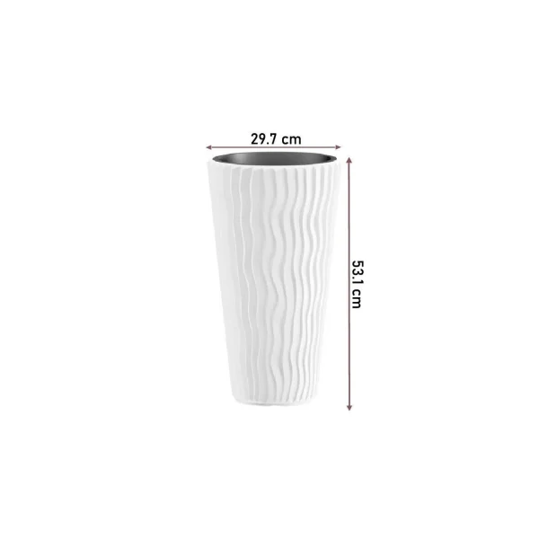 Set 2 ghivece de flori, Sandy Slim, rotunde, inalte, 29.7x53.1 cm, alb, Prosperplast