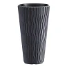 Set 2 ghivece de flori, Sandy Slim, rotunde, inalte, 34.9x62 cm, antracit, Prosperplast