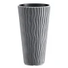 Set 2 ghivece de flori, Sandy Slim, rotunde, inalte, 29.7x53.1 cm, gri, Prosperplast