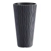 Set 2 ghivece de flori, Sandy Slim, rotunde, inalte, 39x70.8 cm, antracit, Prosperplast