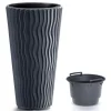 Set 2 ghivece de flori, Sandy Slim, rotunde, inalte, 39x70.8 cm, antracit, Prosperplast