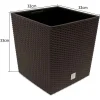 Ghiveci de flori patrat, RATO Iow, 32x32x32.5 cm, 32 L, imitatie ratan, maro, Prosperplast