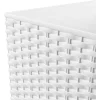 Ghiveci de flori patrat, RATO square, 32.5 x 32.5 cm, H 61 cm, 21/49 L, imitatie ratan, alb, Prosperplast