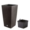 Ghiveci de flori patrat, RATO square, 32.5 x 32.5 cm, H 61 cm, 21/49 L, imitatie ratan, maro, Prosperplast