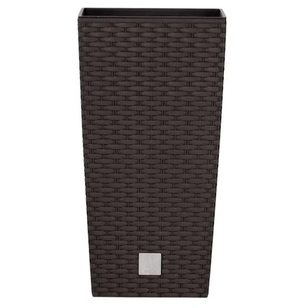 Ghiveci de flori patrat, RATO square, 32.5 x 32.5 cm, H 61 cm, 21/49 L, imitatie ratan, maro, Prosperplast