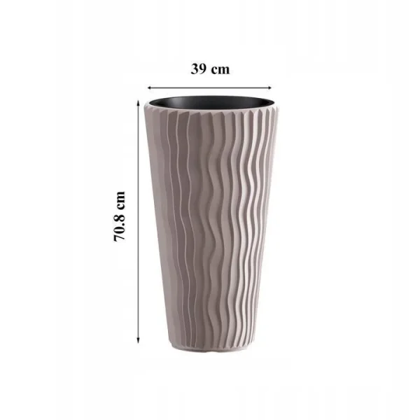 Ghiveci decorativ de flori, rotund, inalt, cafeniu, 18/45 L, 39x70.8 cm, Sandy Slim 