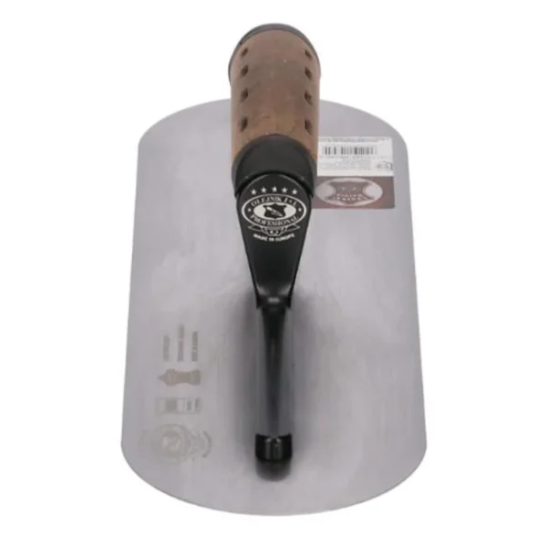 Gletiera inox, intarita, rotunjita, Premium Silver, 48x12 cm x 0.7 mm, maner piele Alcantara, Olejnik