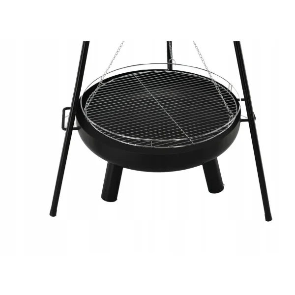 Gratar de gradina cu carbuni, grill rotund, trepied ajustabil, 64.5x64.5x150 cm, Chomik