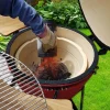 Gratar gradina cu carbuni, grill rotund, ceramic, cu roti, capac, rafturi, 128x80x120 cm, Kamado L-size