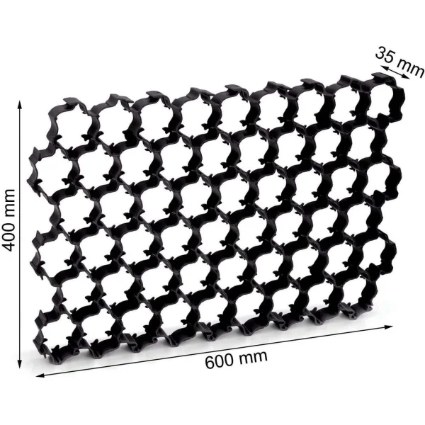 Grilaj plastic pentru parcari auto, negru, 60x40x3.3 cm, set 5 piese, 1.1 mp, Prosperplast