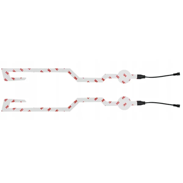 Set 2 benzi LED pentru iluminare casca moto, culoare alba, telecomanda cu fir, alimentare baterii