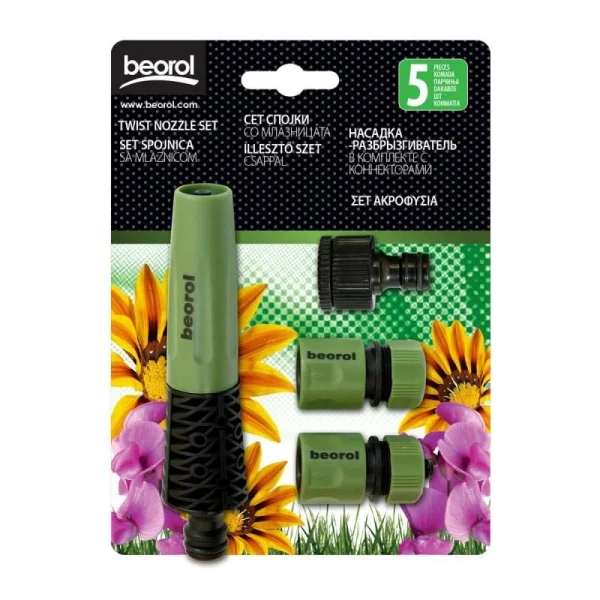 Set de stropit, duza furtun cu accesorii, 5 piese, Beorol