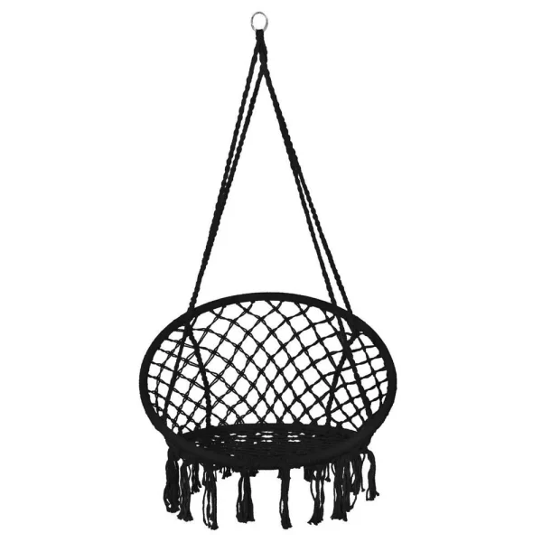 Hamac brazilian, tip scaun, Springos, negru, max 150kg, 79x80x120 cm