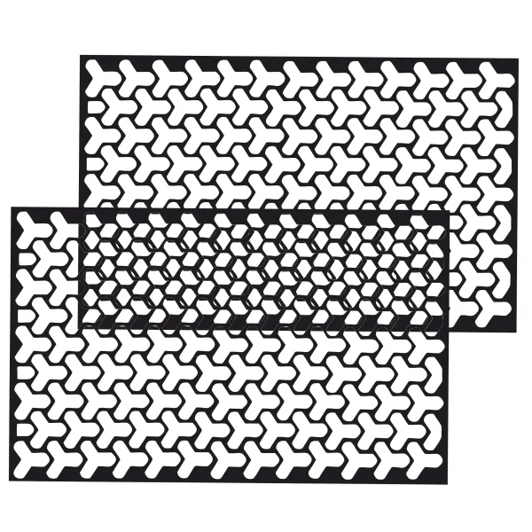 Set 2 folii autoadezive decupate pentru decorarea stopurilor auto, dimensiune 2 x 48 x 30cm, culoare Negru Mat, model HONEYCOMB TRIANGLE