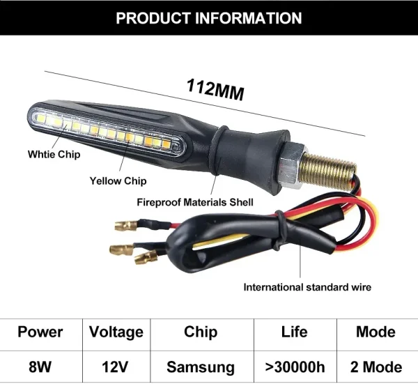 Set 2 lampi Semnalizare Moto SECVENTIALA, cu 2 functii, pozitie si semnalizare, 12V
