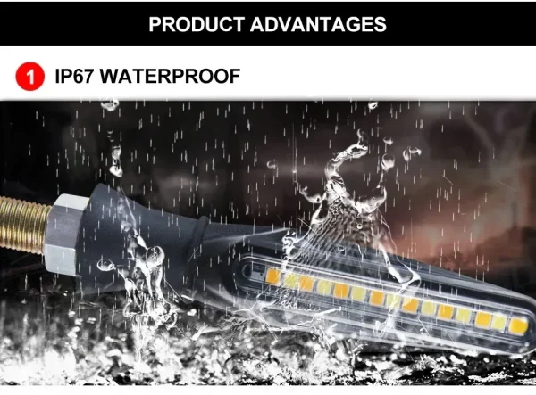 Set 2 lampi Semnalizare Moto SECVENTIALA, cu 2 functii, pozitie si semnalizare, 12V