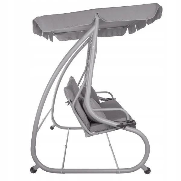 Balansoar gradina, Springos, Venezia, 3 locuri, gri, 190x125x163 cm, functie pat, max 280 kg