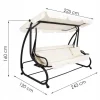 Balansoar gradina, Springos, 3 locuri, cu plasa insecte, crem, 220x120x160 cm, functie pat, max 280 kg