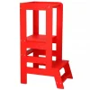 Inaltator multifunctional/ajutor de bucatarie pentru copii, ajustabil, lemn, rosu, 39x52x90 cm, Springos