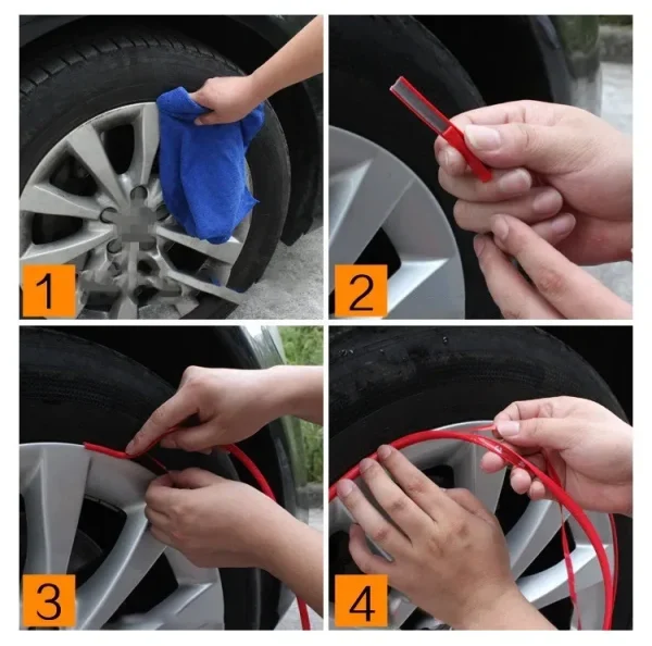 Inele de protectie si decor jante, adezive, din plastic flexibil - ALBASTRU