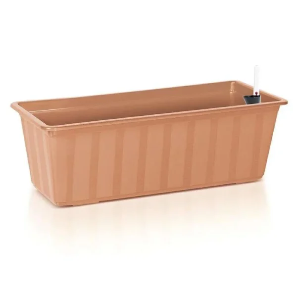 Set 2 jardiniere pentru flori cu sistem irigatie, maro, 11 L, 60x18x14 cm