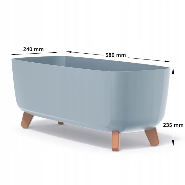 Jardiniera decorativa cu picioare, gri deschis, 58x24x23.5 cm, 18 L, Gracia