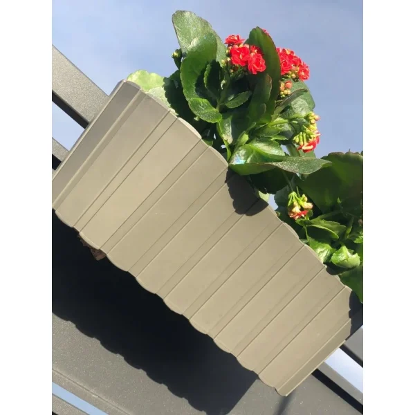 Jardiniera decorativa, suport plastic, gri, 4.9 L, 38.3x21.2x13 cm, Boardee Hook Old