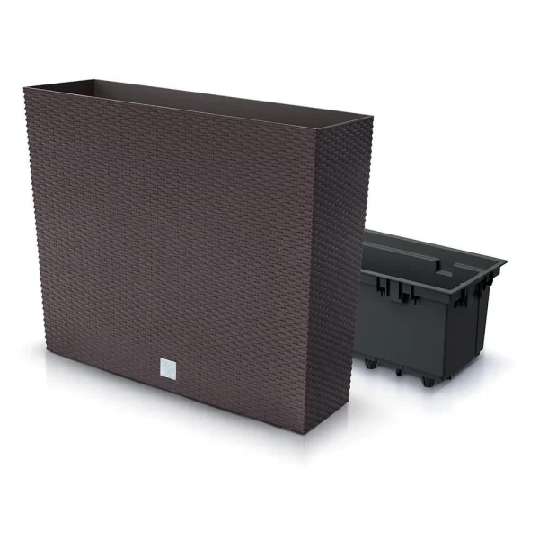 Set 2 jardiniere decorative, imitatie ratan, Rato Case, maro, 58x18x49.8 cm