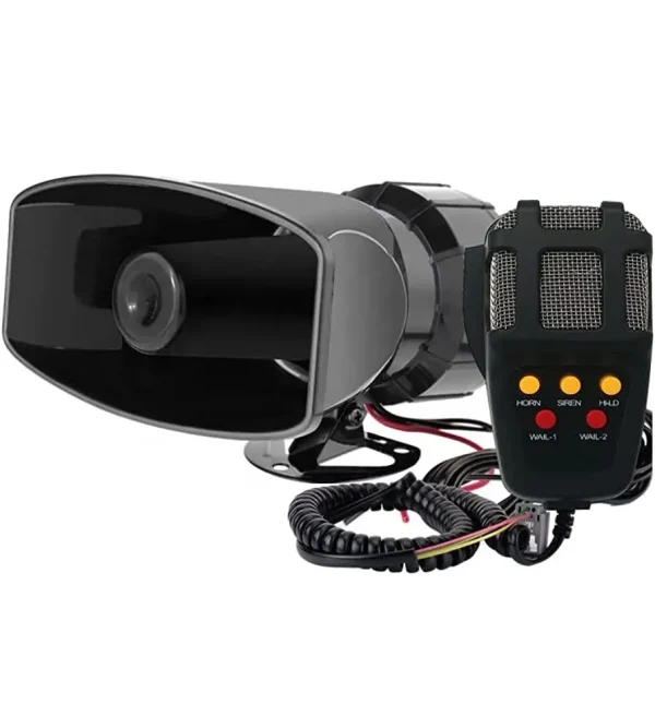 Sirena Profesionala cu 5 Tonuri si Microfon, putere 100W, alimentare 12V