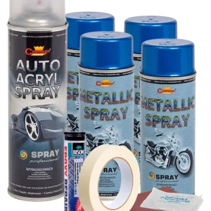 Kit complet reparatie si vopsire jante culoare Albastru Metalizat, V4