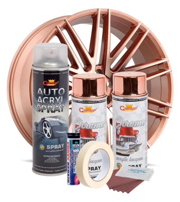 Kit complet reparatie si vopsire jante culoare Cupru Metalic, V2