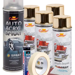 Kit complet reparatie si vopsire jante culoare Auriu Metalic, V4