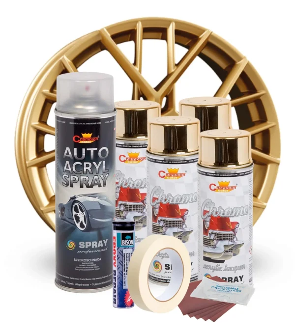 Kit complet reparatie si vopsire jante culoare Auriu Metalic, V4