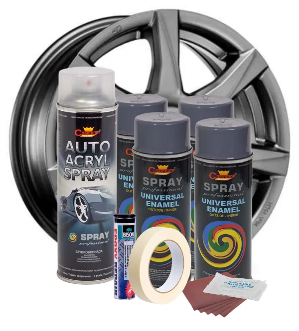 Kit complet reparatie si vopsire jante culoare Gri Inchis, V4
