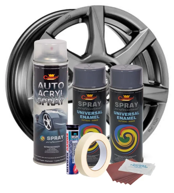 Kit complet reparatie si vopsire jante culoare Gri Inchis, V2