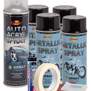 Kit complet reparatie si vopsire jante culoare Negru Metalizat, V4