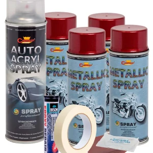 Kit complet reparatie si vopsire jante culoare Rosu Burgundy Metalizat, V4