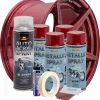 Kit complet reparatie si vopsire jante culoare Rosu Burgundy Metalizat, V4