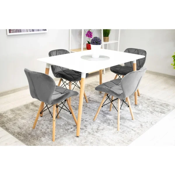 Scaun stil scandinav, Artool, Lago Velvet, catifea gri, picioare lemn natur, 48x52.5x74 cm