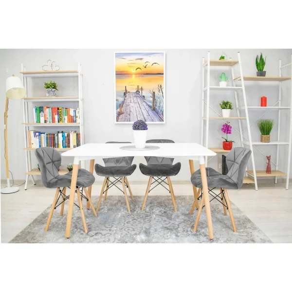 Scaun stil scandinav, Artool, Lago Velvet, catifea gri, picioare lemn natur, 48x52.5x74 cm