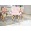Scaun stil scandinav, Artool, Lago, catifea roz, picioare lemn natur, 48x43x74 cm